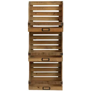 Chic Antique Regal Magazinhalter Holz 3 Fächer 35x90 Zeitungsständer Wandregal