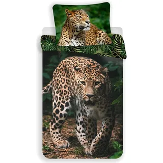 Animal Pictures Bettbezug Leopard 140 x 200 cm 70 x 90 cm - Baumwolle - Schwarz, Grün