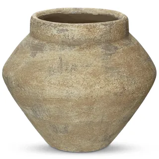 Arborus Vintage Vase 21 cm Blumenvase Braun Dekovase Zement Vasen für Blumen Pflanzen auf Tisch Schrank Vintage Rustikale Deko Antik Vase für Wohnzimmer Schlafzimmer Esszimmer Badezimmer Hotel Büro