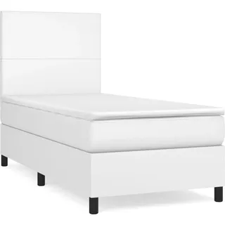 vidaXL Boxspringbett mit Matratze Weiß 100x200 cm Kunstleder - Weiß