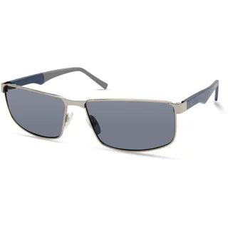 Timberland Herren TBA9265, Casual Sonnenbrille aus Leichtem Metall, Rechteckige Linsenform, Polarisierte Rauchgläser, Glänzendes, Schwarz Hochglanz, 61