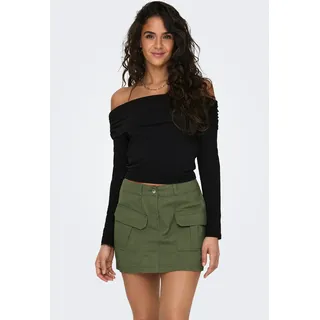 Langarmshirt ONLY "ONLLIVE LOVE L/S OFF SHOULDER CS TOP", Damen, Gr. M, schwarz, Jersey, Obermaterial: 95% Baumwolle, 5% Elasthan, unifarben, regular fit kurz, Carmenausschnitt, Shirts Langarmshirt, Baumwollmischung, regular fit, cropped fit, schulterfrei
