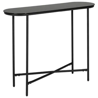 Mid.you Konsolentisch , Schwarz , Metall, Glas , Rundrohr , 30x76x100 cm , einfacher Aufbau , Wohnzimmer, Wohnzimmertische, Konsolentische