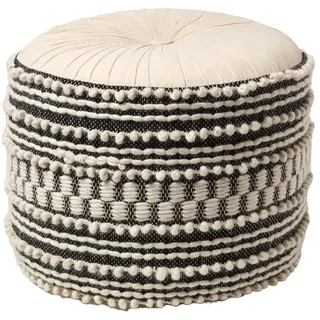 Homescapes Pouf Priya Baumwolle 50 x 40 x 50 cm Schwarz/Weiß