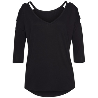 LASCANA 3/4-Arm-Shirt Damen schwarz Gr.32/34