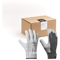 Gebol GOO Handschuhbox Garten | Arbeitshandschuhe-Set | 2x Driver Lederhandschuhe, 3x Uni Fit Comfort Gartenhandschuhe, 1x Schutzbrille | Für Herren | Größe XL (Gr 10) | 5 Paar, 708011, Gemischt