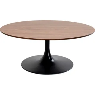 Kare Design Couchtisch Schickeria Walnuss, Schwarz/Braun, 110cm Durchmesser, Beistelltisch, Wohnzimmertisch, Holz-Optik, Stahlgestell, Rund, Retro