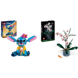 LEGO ǀ Disney Stitch, BAU- und Spielset für Kinder, Figur mit Eiswaffel, Spielzeug & 10311 Icons Orchidee, Künstliche Pflanzen Set mit Blumen