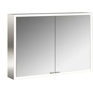 emco prime Lichtspiegelschrank, 1000 mm, 2 Türen, mit verspiegelten Seitenwänden, Aufputzmodell, 949706383, Farbe: aluminium/weiss