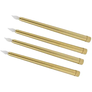 Tbest Led Stabkerzen Mit Timerfunktion, 4 Stück Led-Kerzen E E Fll S Umweltfreundliches Warmes Licht Elektrische Led-Spitzkerze E Andere Innenfotos (Gold)