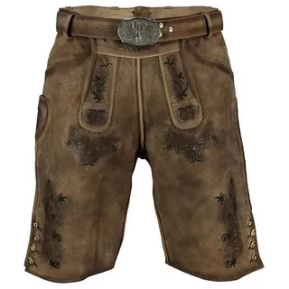Maddox Kurze Herren Lederhose "Altrei" mit Gürtel | Nappato Sand Größe: 56 - Braun