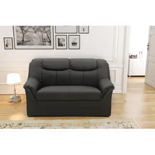 DOMO. collection Sofa Berlin, Leder, klassisches 2er Sofa, Polstergarnitur mit weichem Kunstleder und hochwertigem Federkern, 2 Sitzer 143 x 90 x 89 cm (BxTxH), schwarz