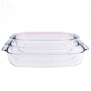 Lacers PurpleLine Auflaufform Glas 3er Set - Ofenfest, Mikrowellengeeignet & Spülmaschinenfest | Nachhaltig, BPA-Frei | Backform, Lasagneform, Auflaufschale | 2000ml, 2700ml, 3800ml