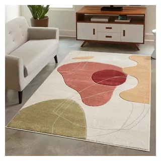 Carpet City Teppich Kurzflor Multi - 80x150 cm - Moderne Wohnzimmer-Teppiche Abstraktes Muster mit 3D-Optik - Flachflor Bodenbelag Deko Schlafzimmer, Esszimmer