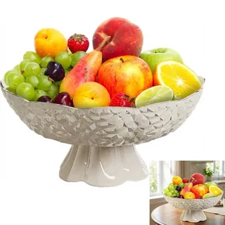 STOUCLA Obstschale,obstkorb,obstschale Groß,Mit Abflussloch, Geeignet Zur Aufbewahrung Von Obst, Wohnzimmerdekoration, Küche, Wasserwellen,weiß