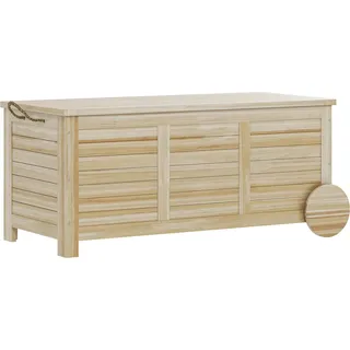 Auflagenbox 185 L Stauraum Wasserdicht Gartenbox mit Rollen Holz wetterfest UV-beständig Kissenbox Aufbewahrungsbox Gartentruhe für Outdoor Garten Balkon Naturholz |