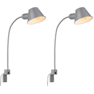 BRILONER - Leselampe mit Ein/Aus-Schalter, schwenkbar, viele Befestigungspositionen, Wandleuchte Innen, Wandlampe, Bettlampe, Lampe Bett, Leselicht, Nachttischlampe, 63x14 cm, Chrom-Matt