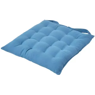 Homescapes Stuhlkissen blau 40/40/6,5 cm , Blau , Textil , Quadratisch , 40x6.5x40 cm , Oeko-Tex® , Heimtextilien, Wohntextilien, Sitzkissen