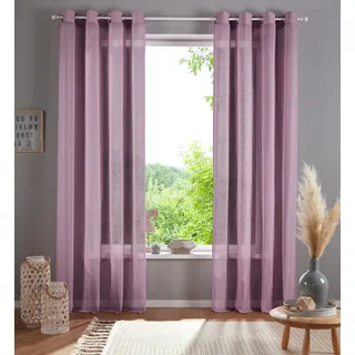 Gardine OTTO HOME "Mara" Gr. 1, rosa (rose), B:140cm H:145cm, Polyester, Gardinen, Gardine, transparent, Leinen Optik, monochrom, basic