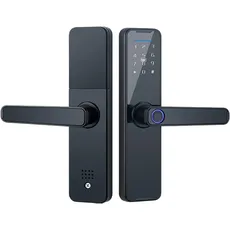 Biometrisches Fingerabdruck-Türschloss für Holztüren, Bluetooth elektronisch, kompatibel mit Tuya Smart Lock für Fernbedienung, schlüssellose Entriegelungssteuerung Schwarz,22X160(50 50)