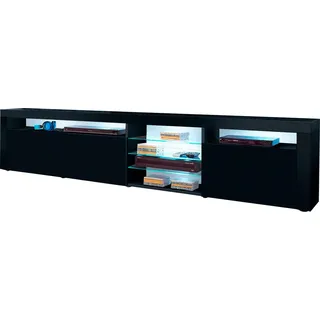 borchardt Möbel Santa Fe Lowboard 200 cm Schwarz Glas/Spanplatte/Holzwerkstoff