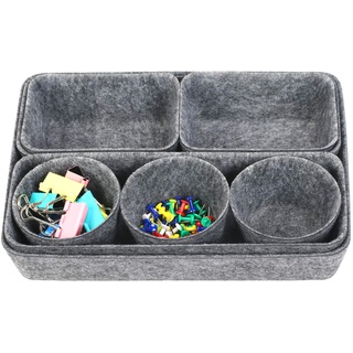 yoloup 8 PCS Filz Schubladen Organizer Filz-Aufbewahrungsboxen Filzkorb Büroboxen Set 4 Spezifikationen Aufbewahrungskorb aus Filz mit Clip und Reißzwecke für Schreibtisch, Büro, Bad, Küche (Grau)