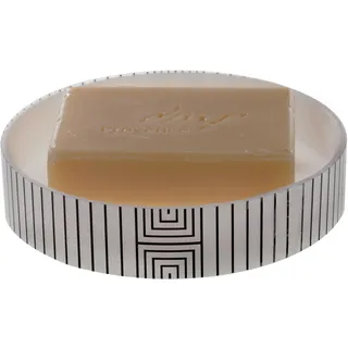 Spirella Seifenschale dekorative Badausstattung Seifenablage Graphic Maße: 11,3 x 2,4 cm-Weiß Schwarz, Black