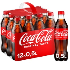 Coca-Cola Classic , Pure Erfrischung mit unverwechselbarem Coke Geschmack in stylischem Kultdesign , 12 x 500 ml Einweg Flasche