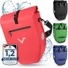 Bild von ValkBasic Fahrradtasche für Gepäckträger mit Reflektoren in Rot