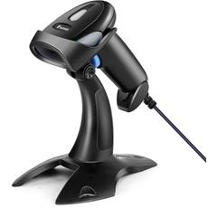 Eyoyo 1D 2D QR Barcode Scanner with Stand, Handheld USB Wired Scanner for Inventory Management, Portable Bar Code/QR Code Reader Screen Scanning Auto Sensing- Handsfree Scanner