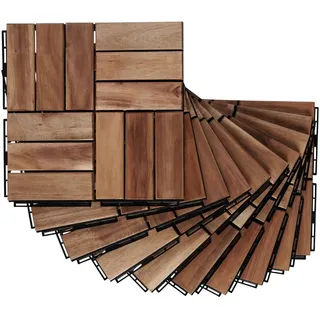 casa.pro Klickfliesen-Set 10 Tlg. Alliste , Naturfarben , Holz , 30x1.9x30 cm , Teppiche und Böden, Terrassenböden & Balkonböden, Terrassenfliesen