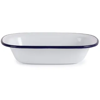 Olympia Retro-Emaille Pastetenformen-Set - Rechteckig 180 x 135 mm (6 Stück), Weiß und Blau, strapazierfähige Camping-Formen, emaillierter Stahl, ofenfest & spülmaschinengeeignet, GM511