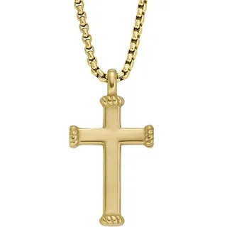 FOSSIL Herrenkette All Stacked Up Anhänger Edelstahl goldfarben, JF04701710