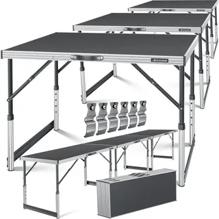 KESSER® Multifunktionstisch Profi 3- teilig, 100 x 60 cm, Tapeziertisch 30kg Tragkraft je Tisch Mit Ausziehfunktion Klapptisch Flohmarktisch Beistelltisch Mehrzwecktisch Campingtisch höhenverstellbar