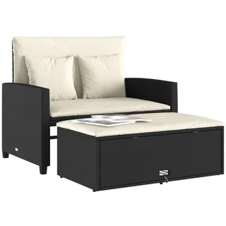 vidaXL Gartensofa 2-Sitzer Loungesofa schwarz