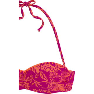 Bügel-Bandeau-Bikini VENICE BEACH "Kensi", Damen, Gr. 38, Cup A, bunt (orange, pink bedruckt), Xtra Life LYCRA, bedruckt, kontrastfarbene Details, Bikini-Sets Bügel-Bandeau-Bikini, mit kontrasfarbener Häkelkante