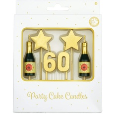 PD-Party 7050018 Geburtstag Kuchen Kerzen | Birthday Cake Candles | Partei Dekoration - 60 Jahre, Gold, 1cm Länge x 3cm Breite x 9cm Höhe