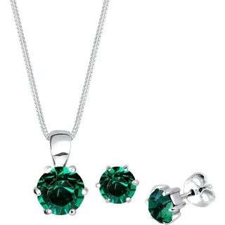 Elli Schmuckset Damen Basic Edel Elegant mit Kristalle Grün in 925 Silber