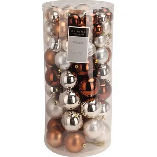 Wellhome Well Home Christbaumkugel-Set, Bernstein, in Pet-röhre 100 Stück, Verschiedene Designs und Ausführungen