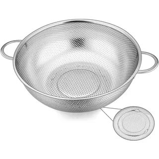 Herogo Sieb 22cm, Edelstahl Küchensieb Seiher mit Griff, Mikroperforiertes Nudelsieb Abtropfsieb für Ablaufen und Spülen Gemüse/Obst/Nudeln/Reis, Hochwertiges & Spülmaschinenfest