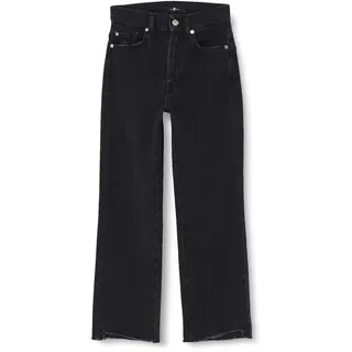 7 For All Mankind Damen Logan Stovepipe Collide With Angled Hem Jeans, Schwarz, 23W / 23L EU