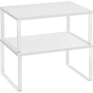 SONGMICS Gewürzregal, 2er Set, Küchenregal, Küchen-Organizer, Küche, Gewürzhalter, erweiterbar, stapelbar, kleines Regal, Metall, weiß KCS01WT