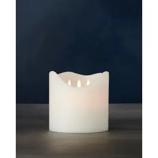Wachs LED Kerze Sara exklusive 3 Dochte, 15 x 15 cm, weiß - Weiß