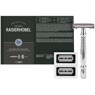 by Amazon Herren Classic Doppelkantenklingen-Rasierer mit Klingen