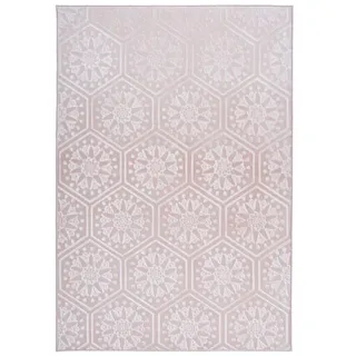 Kayoom Flachwebeteppich , Rosa , Textil , geometrisch , rechteckig , 80x150 cm , pflegeleicht , Teppiche und Böden, Teppiche, Moderne Teppiche