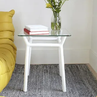 Umbra stabiles Couchtisch Glas weiß Beistelltisch Loungetisch Glastisch