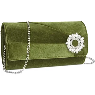 Miss Lulu Clutch Tasche Daman Samt, Eleganter Abendtasche, Mit Strass Handtasche Hochzeit, Braut Tasche mit Kette für Hochzeiten, Partys und Bankette