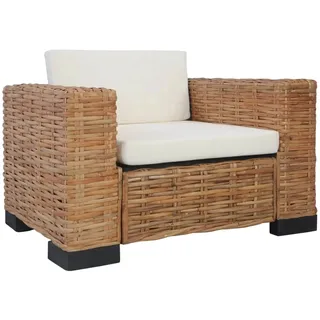 vidaXL Sessel mit Auflagen Natur Rattan