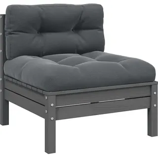 vidaXL 2-Sitzer-Gartensofa mit Kissen Grau Massivholz Kiefer - Grau
