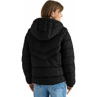 Cecil Damen Outdoorjacke Pufferjacke Schwarz mit Kapuze und Reißverschluss - Bunt
